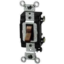 Leviton S00-CS115-02S Toggle Switch, 15 A, 120/277 VAC, Side Wire Terminal, Nylon Housing Material, Brown