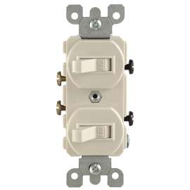 Leviton R56-05224-2TS Combination Switch, 1 -Pole, 15 A, 120/277 V, Wall Mounting, Light Almond