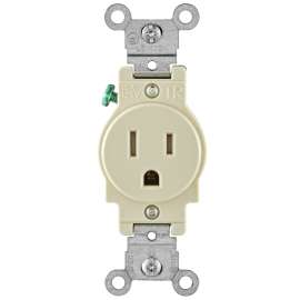 Leviton R56-T5015-0TS Single Receptacle Outlet, 2 -Pole, 125 VAC, 15 A, Side Wiring, NEMA: NEMA 5, Light Almond