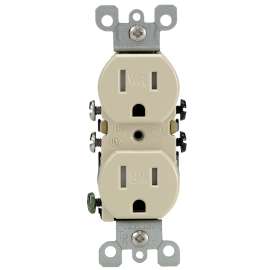 Decora S01-W5320-T0I Duplex Receptacle, 2 -Pole, 15 A, 125 VAC, Push-In, Side Wiring, NEMA: 5-15R, Ivory