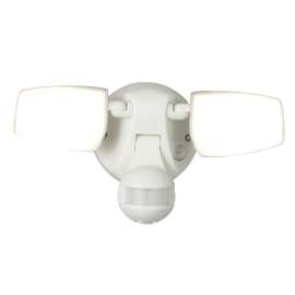 HALO PC LED Twin Head Flood Series MST28VCW Motion Twin Head Flood Light, 120 V, 20 W, 2-Lamp, LED Lamp, White Fixture