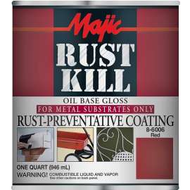 Majic Paints Rustkill 8-6006-2 Rust-Preventive Coating, Gloss, Red, 1 qt Can