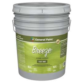 General Paint Breeze 70-010-20 Exterior Paint, Flat, White, 5 gal Pail