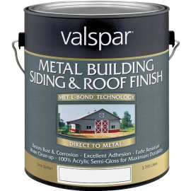 Valspar 027.0004260.007 Metal Building Paint, Semi-Gloss, Bright White, 1 gal