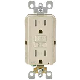 Leviton AFTR1-KT Receptacle, 2 -Pole, 15 A, 125 VAC, NEMA: 5-15R, Light Almond