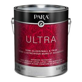 PARA Ultra 8300 8300-16 Interior Paint, Semi-Gloss, White, 1 gal
