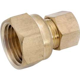 Anderson Metals 750066-0302 Tubing Coupling, 3/16 x 1/8 in Compression x FIP, 400 psi, Brass