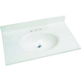 Foremost WW-1931 Vanity Top, 31 in OAL, 19 in OAW, Marble, White, Countertop Edge