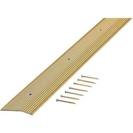 M-D 79251 Carpet Trim, 72 in L, 2 in W, Fluted Surface, Aluminum, Satin Brass