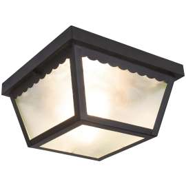 Boston Harbor Two Light Flush Mount Porch Light, 120 V, 60 W, 2-Lamp, A19 or CFL Lamp, Black Fixture
