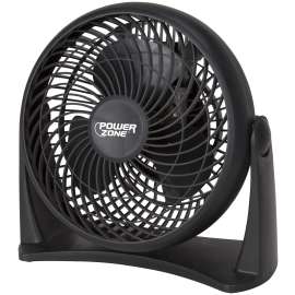 PowerZone AC-08 Turbo Fan, 120 VAC, 8 in Dia Blade, 3-Blade, 3-Speed, 90 deg Rotating, Black