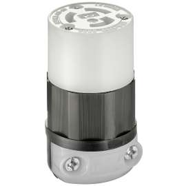 Leviton 4729-C Locking Connector, 2 -Pole, 15 A, 125 V, Clamp, Screw, NEMA: NEMA L5-15R, Black/White