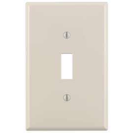 Leviton 00PJ1-00T Switch Wallplate, 4-7/8 in L, 3-1/8 in W, 1 -Gang, Nylon, Light Almond