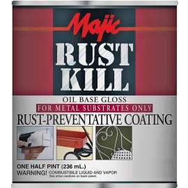 Majic Paints Rustkill 8-6004-4 Enamel, Gloss, Safety Orange, 0.5 pt Can