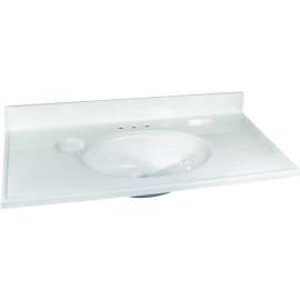 Foremost WW-1949 Vanity Top, 49 in OAL, 19 in OAW, Marble, White, Countertop Edge