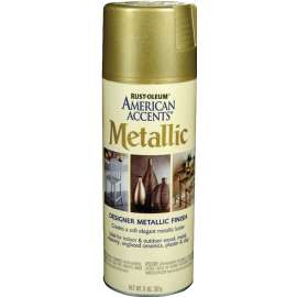 RUST-OLEUM AMERICAN ACCENTS 202719 Designer Metallic Spray Paint, Metallic, Aged Brass, 12 oz, Aerosol Can