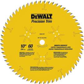 DeWALT PRECISIONTrim DW3215PT Saw Blade, 10 in Dia, Carbide Cutting Edge, 5/8 in Arbor, Carbide