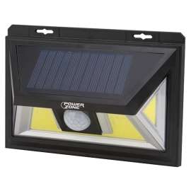 PowerZone 12452 Solar Powered Motion Sensor Wall Light, Lithium Battery, 1-Lamp, COB LED Lamp, ABS/PS Fixture, Black