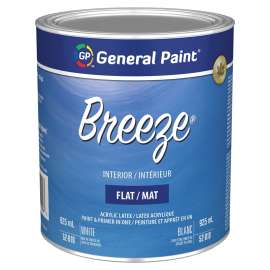 General Paint Breeze 52-010-14 Interior Paint, Flat, White, 1 qt