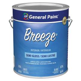 General Paint Breeze 50-110-16 Interior Paint, Semi-Gloss, White, 1 gal
