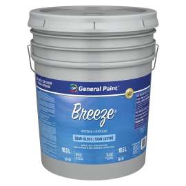 General Paint Breeze 50-110-20 Interior Paint, Semi-Gloss, White, 5 gal