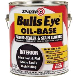 ZINSSER Bulls Eye 03541 Primer Sealer and Stain Killer, Flat, White, 1 gal