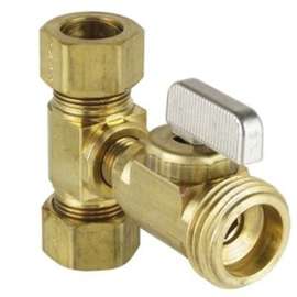 DAHL mini-ball E33-2238 Tee Valve Kit, 5/8 in Connection, Compression x Compression x Male Hose, Brass Body