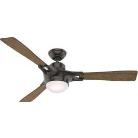 Hunter Signal Series 59379 Ceiling Fan, 3-Blade, Aged Oak/Reclaimed Walnut Blade, 54 in Sweep, 4-Speed