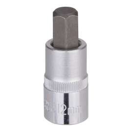 Vulcan Hex Bit Socket, Chrome, 12 mm,1/2 in Drive, 2-1/2 in OAL