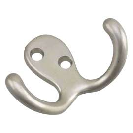 Onward 2235NBR Double Wardrobe Hook, 5 kg, 2-Hook, 26.17 mm Opening, Metal, Brushed Nickel