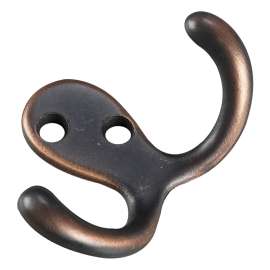 Richelieu 2235ORBV Utility Wardrobe Hook, 2-Hook, Metal, Oil-Rubbed Bronze