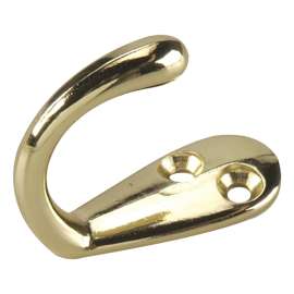 Onward 223BR Single Wardrobe Hook, 5 kg, 1-Hook, 36.5 mm Opening, Metal, Bright Brass