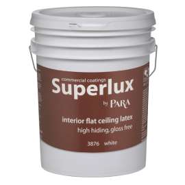 PARA Superlux 3800 3876-20 Interior Ceiling Paint, Flat, White, 5 gal Pail