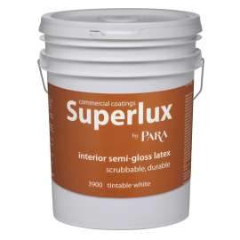 PARA Superlux 3900 3900-20 Interior Paint, Semi-Gloss, White, 5 gal Pail