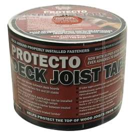 Protecto Wrap Deck Joist Tape Series 84490450SW Flashing Tape, 50 ft L, 4 in W, Poly Backing, Black