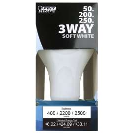 Feit Electric 50/250 Incandescent Bulb, 50 to 250 W, A21 Lamp, Medium E26 Lamp Base, 400, 2200, 2500 Lumens