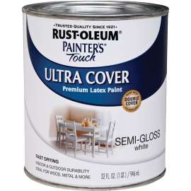 RUST-OLEUM PAINTER'S Touch 1993502 Brush-On Paint, Semi-Gloss, White, 1 qt Can