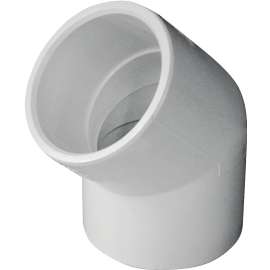 GENOVA 300 Series 30615 Pipe Elbow, 1-1/2 in Slip, 45 deg, White