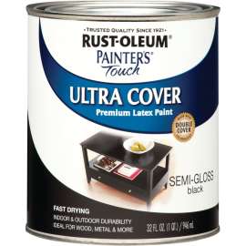 RUST-OLEUM PAINTER'S Touch 1974502 Brush-On Paint, Semi-Gloss, Black, 1 qt Can