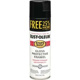 RUST-OLEUM STOPS RUST 254146 Protective Enamel Spray Paint, Gloss, Black, 15 oz, Aerosol Can