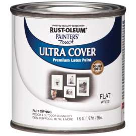 RUST-OLEUM PAINTER'S Touch 1990730 Brush-On Paint, Flat, White, 0.5 pt Can