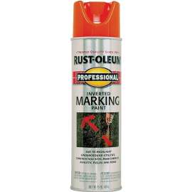 RUST-OLEUM PROFESSIONAL 2554838 Marking Spray Paint, Flat to Semi-Gloss Finish, Fluorescent Orange, 15 oz