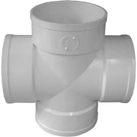GENOVA 43240 Pipe Cross, 4 in Hub, 4 in Hub, 4 in Hub, White