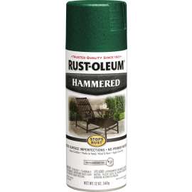 RUST-OLEUM STOPS RUST 7211830 Spray Paint, Hammered, Deep Green, 12 oz, Aerosol Can