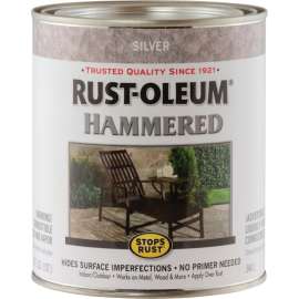 RUST-OLEUM STOPS RUST 7213502 Hammered Metal Finish, Silver, 1 qt, Can