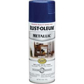 RUST-OLEUM STOPS RUST 7251830 Metallic Spray Paint, Metallic, Cobalt Blue, 11 oz, Aerosol Can