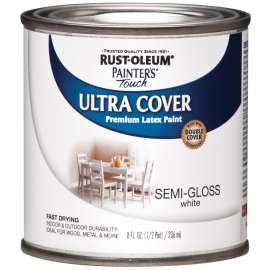 RUST-OLEUM PAINTER'S Touch 1993730 Brush-On Paint, Semi-Gloss, White, 0.5 pt Can