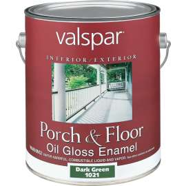 Valspar 027.0001021.007 Porch and Floor Enamel Paint, High-Gloss, Dark Green, 1 gal