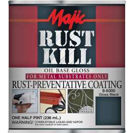 Majic Paints Rustkill 8-6000-4 Rust-Preventive Coating, Gloss, Black, 0.5 pt Can