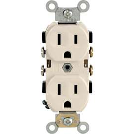 Leviton S06-0CR15-0TS Duplex Receptacle, 2 -Pole, 15 A, 125 V, Side Wiring, NEMA: 5-15R, Light Almond